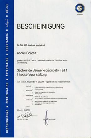 Zertifikat Bauwerksdiagnostnik 1
